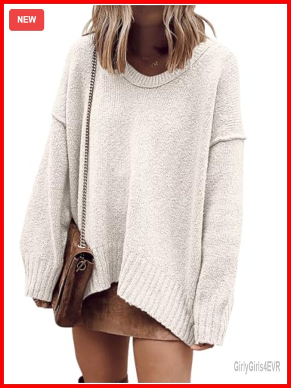 Oversized Scoop V Neck Batwing Sleeve Sweater Pullover High Low Hem